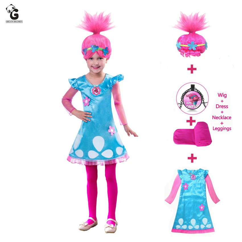 markt Lief hoe vaak Kids Costumes Girls Dresses Trolls Poppy Costume Dress For Girls Halloween  Costumes for Kids Carnaval Costume Fancy Dress - AliExpress
