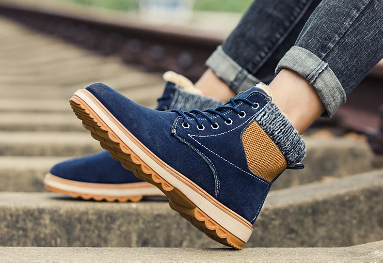 Мужские зимние ботинки; модные повседневные Ботинки Martin; botas hombre для мужчин; Новое поступление; удобные мягкие теплые зимние ботинки с Плюшевым Мехом; AODLEE