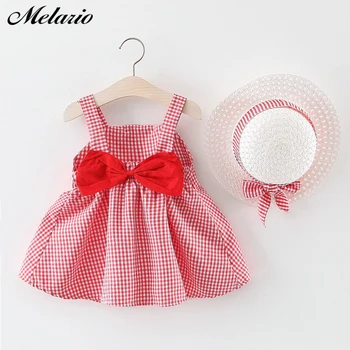 

Melario Baby Girls Dresses 2020 New Girl Dress with Hat Plaid Fashion Bow Girls Dresses Casual A-line Kids Clothes 6M-24M