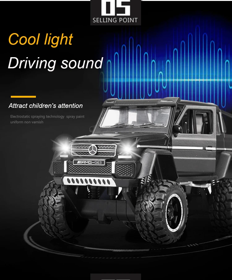 1/32 литые модели автомобилей игрушки G63 6WD AMG желтая модель автомобиля с имитацией Автомобильная подвеска внедорожник игрушка для мальчика
