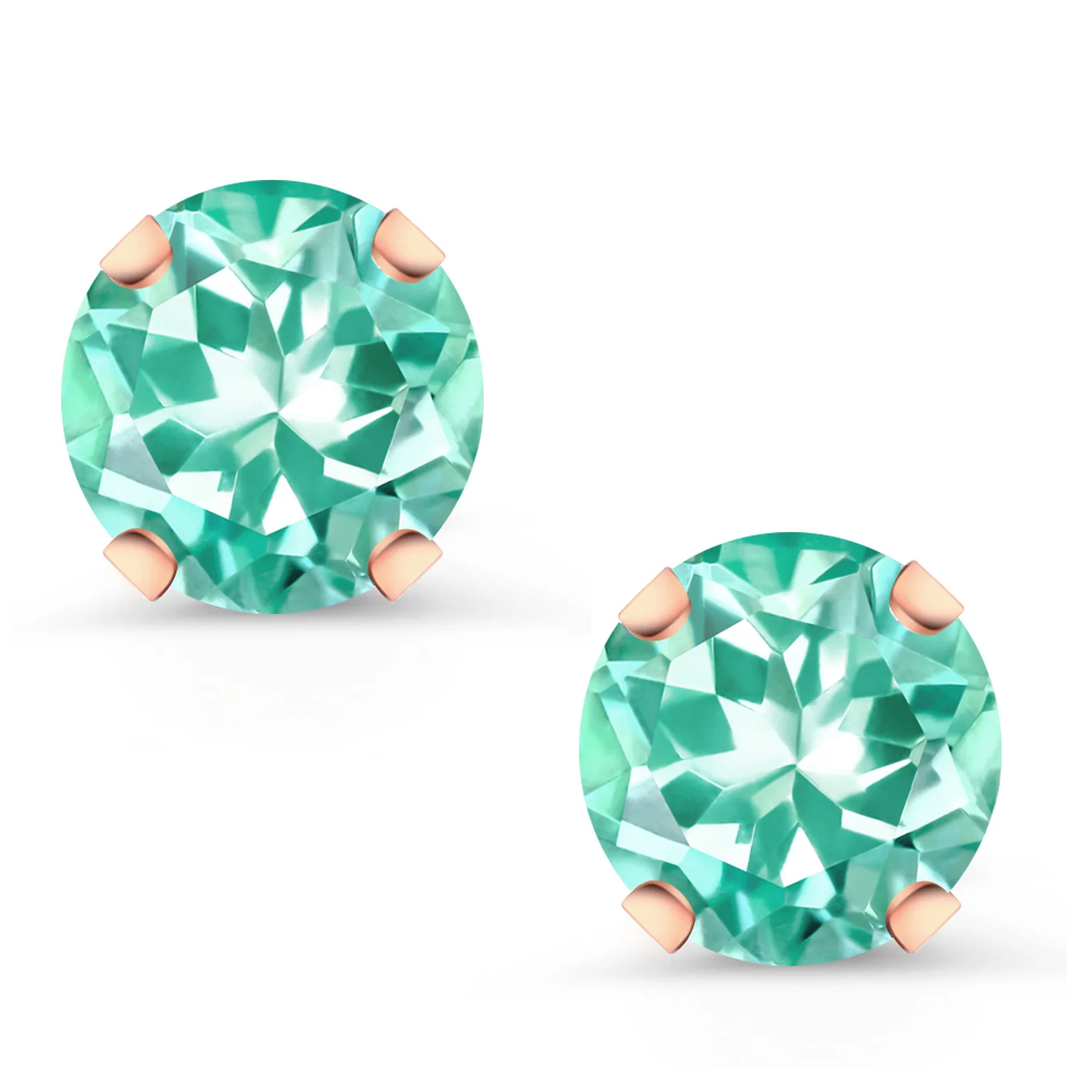 Серьги гвоздики GemStoneKing 1 64 карат Круглые 6 мм Натуральный аквамарин драгоценный