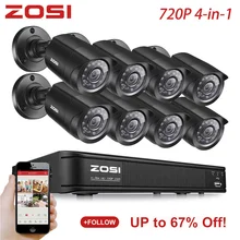 ZOSI 720P 8CH TVI CVI AHD 4-в-1 видеорегистратор H.264 на открытом воздухе для любых погодных условий CCTV видео система камер домашней безопасности видеонаблюдение Наборы