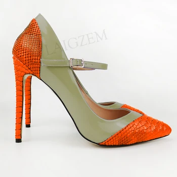 

LAIGZEM Women Mary Janes Pumps Stiletto High Ladies Heels Patchwork Sandals Dress Show 4 Season Shoes Woman Large Size 45 46 47