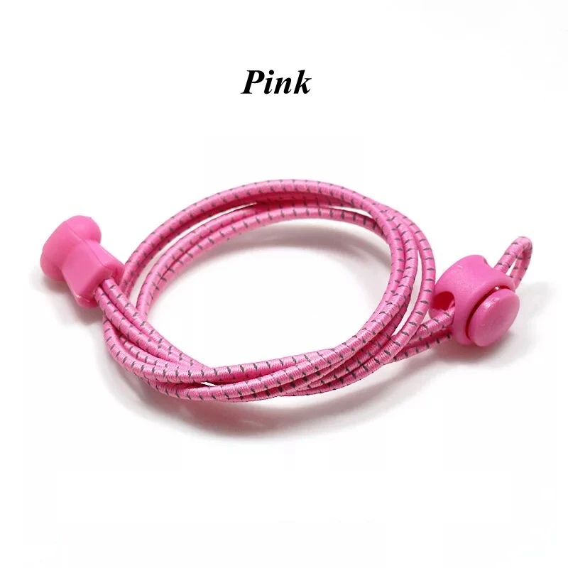 Pink 1 пара Светоотражающие эластичные шнурки, растягивающиеся шнурки для обуви, фирменные шнурки без завязок, уличные кроссовки, кружевные аксессуары для обуви, кружевные шнурки - Цвет: Pink