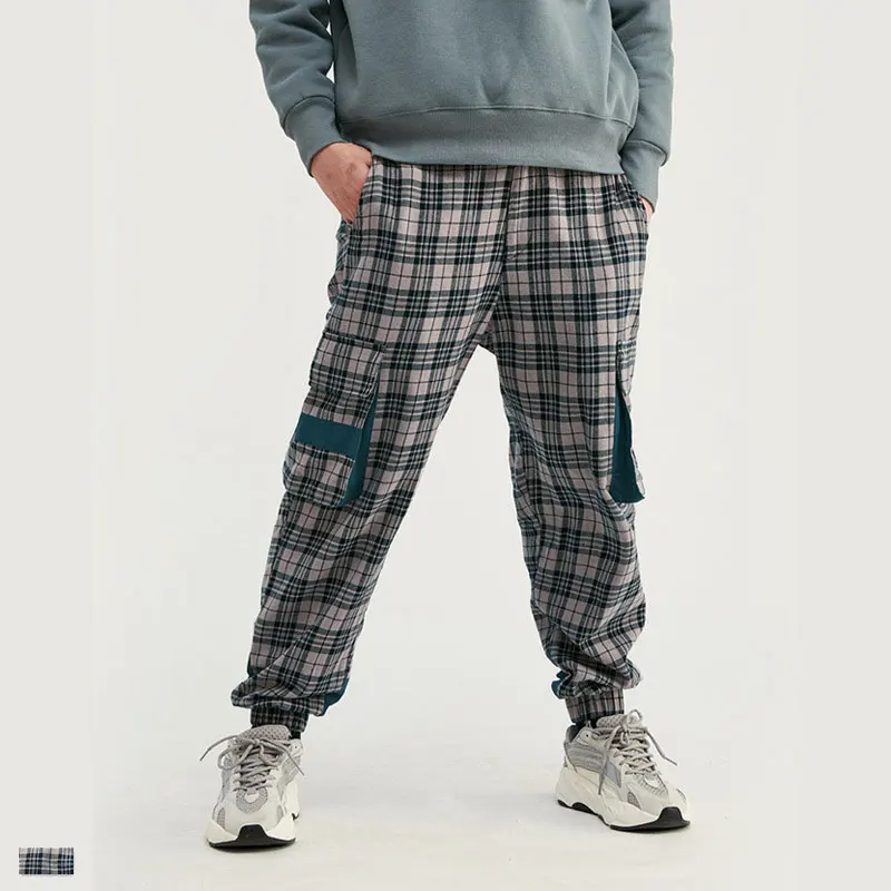 Fionto Men's Wear Fall Winter Personal Pocket Stitching Retro Style Stripe Men's Leisure Pants