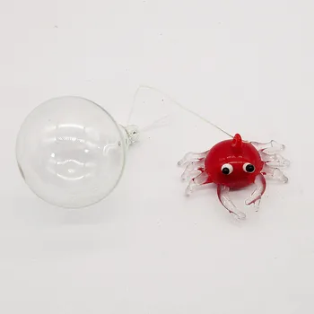 

Custom wholesale handmade floating glass Crab Mini Figurine aquarium fish tank decor pendant Accessories Marine animal statue