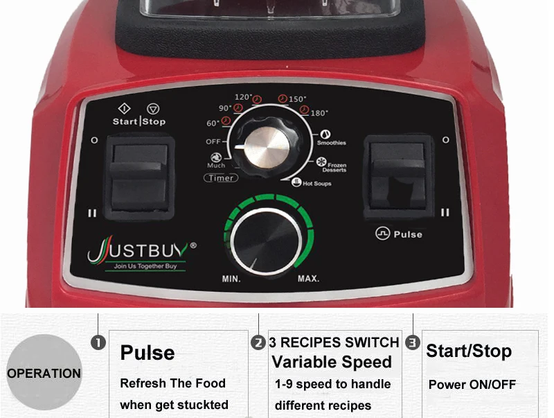 Billige Timer BPA FREI 3HP 2200W Kommerziellen Mixer Mixer Entsafter Power Küchenmaschine Smoothie Bar Obst Elektrische Mixer