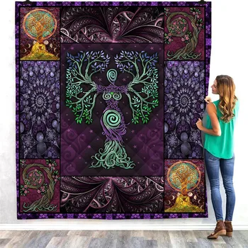 

3D Big Tree Art Color Quilt Digital Printed Comfortable Bedspread Summer Quilt Blanket Colorful Quilted Coverlets For Beds