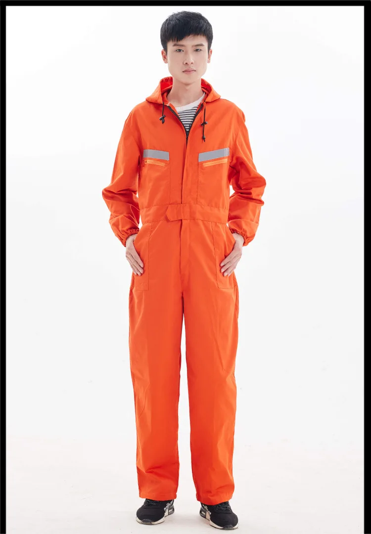 Unisex Woman Man Long Sleeve Pocket Hoodie Reflector Protective Coveralls Work Clothes Dustproof Wearproof Breathable Workshop |
