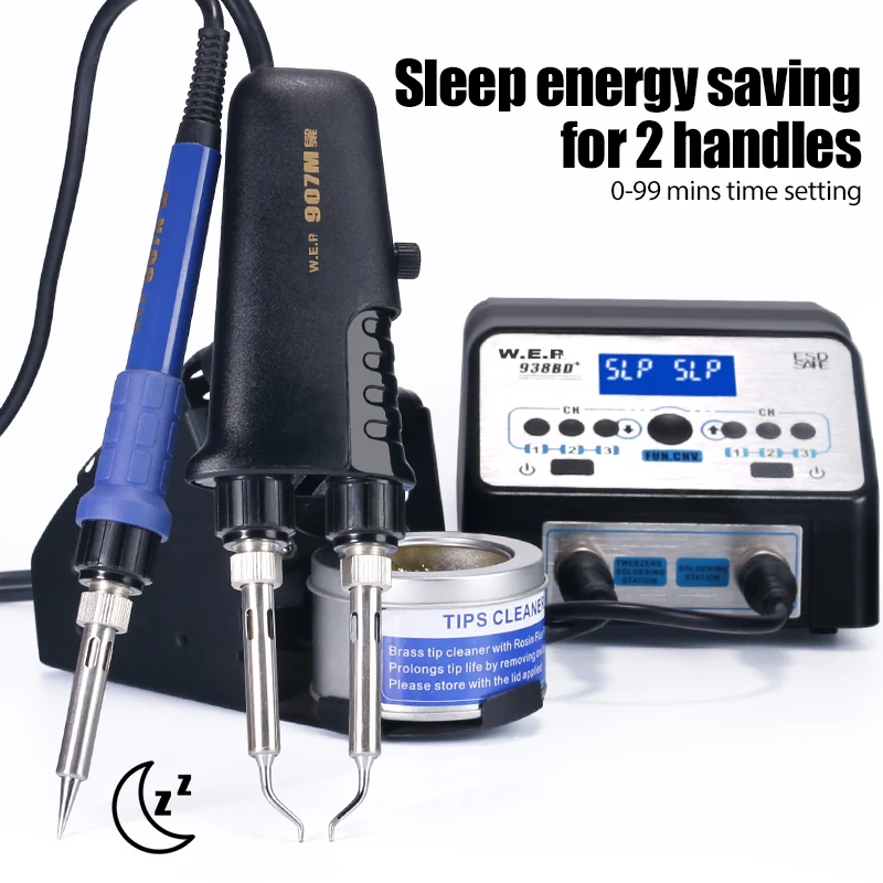 WEP 938BD+ Upgraded Version Hot Tweezer Station Adjustable Temperature Soldering Iron Soldering Station Maintenance Tools