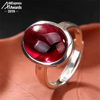 

S925 Sterling Silver Israel Ruby Rings good taste Rings handicraft lithuania Retro Chalcedony