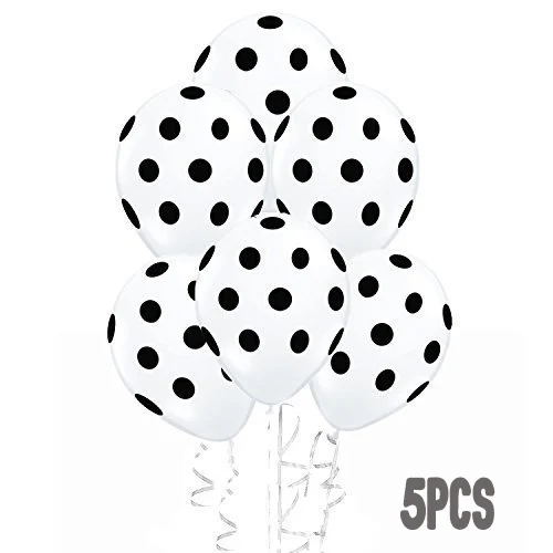 5pcs white dot latex Вечерние шары с пандой, украшения для первого дня рождения, Вечерние черные воздушные шары из фольги в виде цифр, вечерние игрушки для детей - Цвет: 5pcs white dot latex