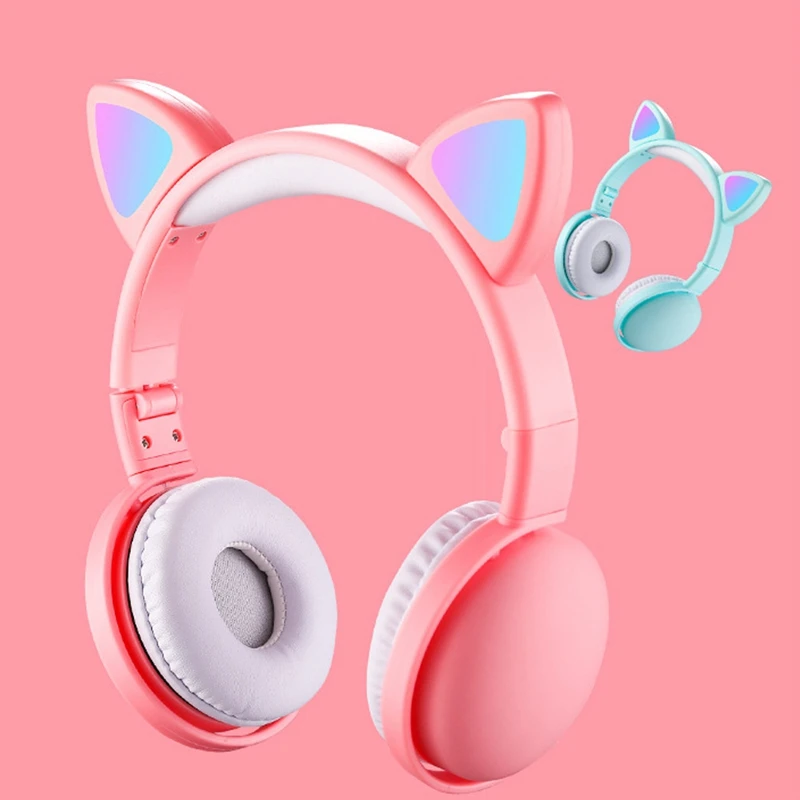 7Colors LED Light Cat Ear Headphones Bluetooth 5 0 Adults Kids Girl Headset With Mic For IOS Android