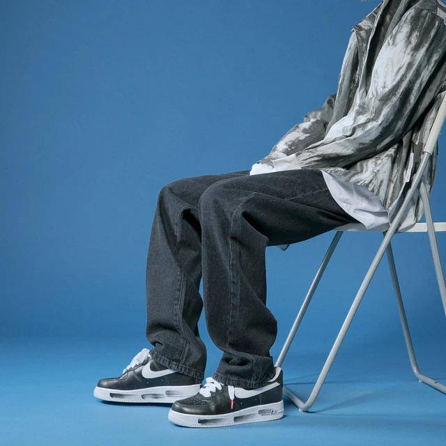 Straight Jeans men Autumn White black Loose Denim Trousers Streetwear Male Casual Solid Color wide jeans  man pants street style Black