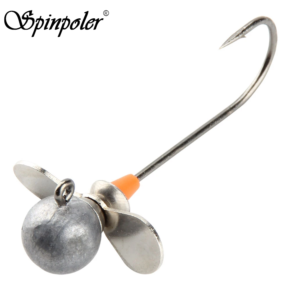 Круглая свинцовая головка крючок Spinpoler 2 шт./лот с лезвием спиннера бритва 7 г 10 14