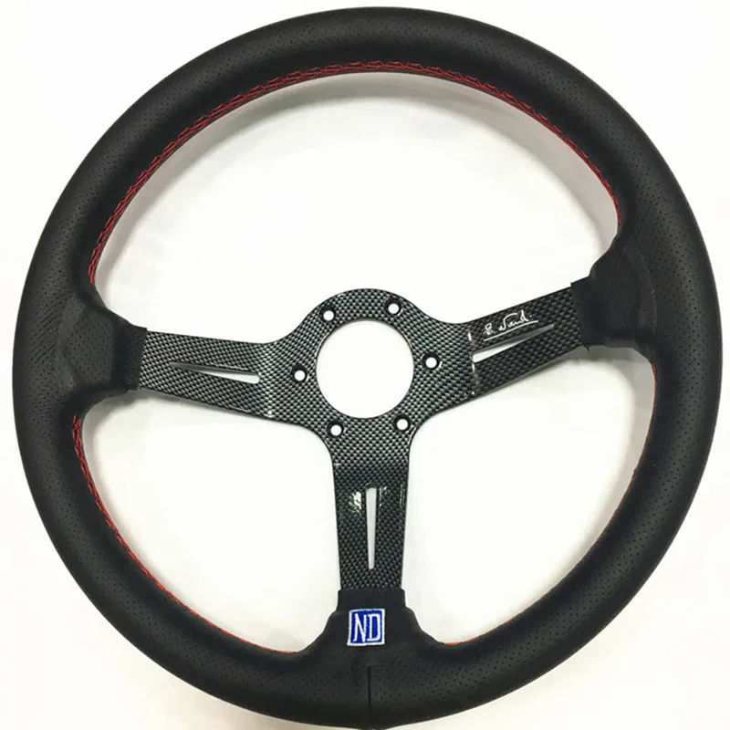 ND 14 дюймов/350 мм углеродного волокна вид из натуральной кожи руль Дрифт спортивные рулевые колеса