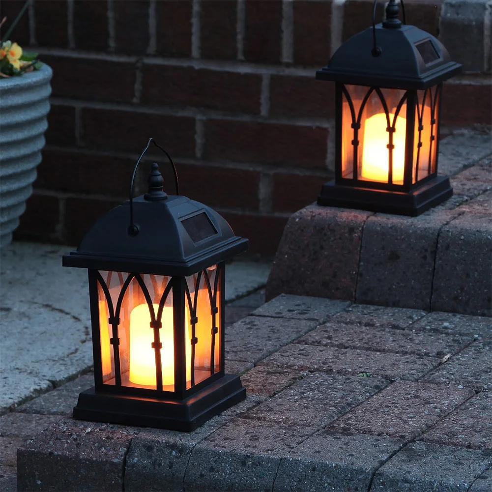 

Pathway Solar Powered Lawn Landscape Light Waterproof Plastic Shell Portable Flickering LED Lamp Switchable Outdoor Top Handle