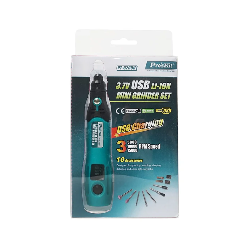Беспроводной шлифовальный станок Pro'sKit дрель 3 7 в USB мини гравер ручка для