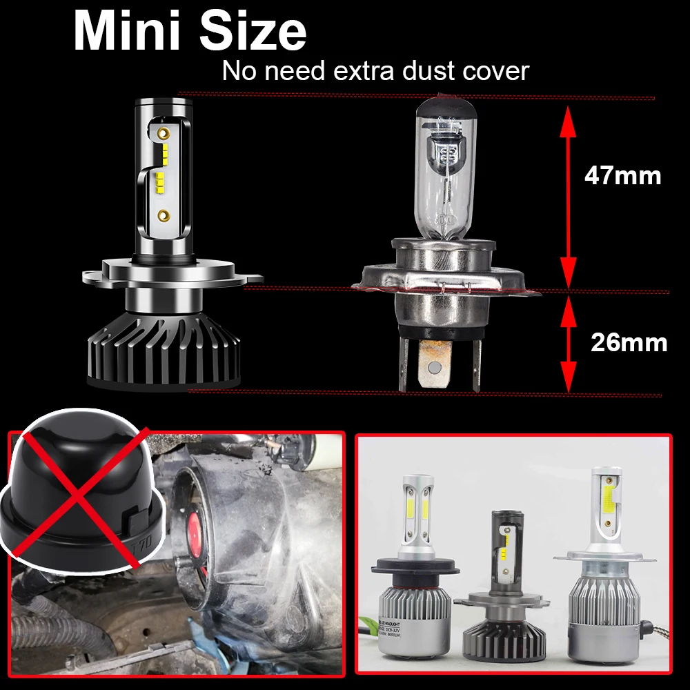 YHKOMS H4 светодиодный Canbus зэс H1 H7 светодиодный 100 Вт 12000LM H8 H9 H11 9005 HB3 9006 HB4 H3 880 881 H27 фар автомобиля анти EMC без ошибки 12V