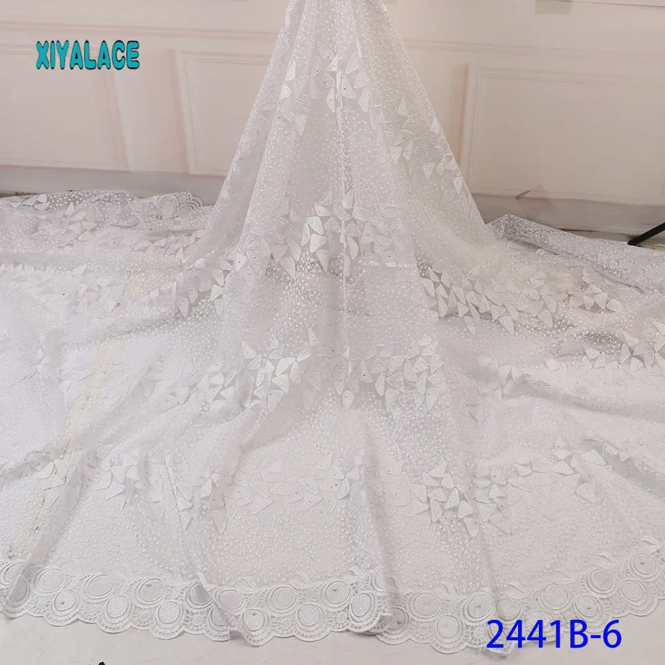 Роскошные чисто белые черные африканские сетчатые кружевные ткани высокое качество нигерийский французский Тюль Кружева с сеткой кружевная ткань YA2441B-6