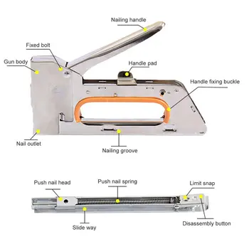 

1008F Manual Nail Gun Three-purpose Code Nail Gun Gas Nail Gun U-shaped Nail Grab Oil Painting Martin Gun With Nail
