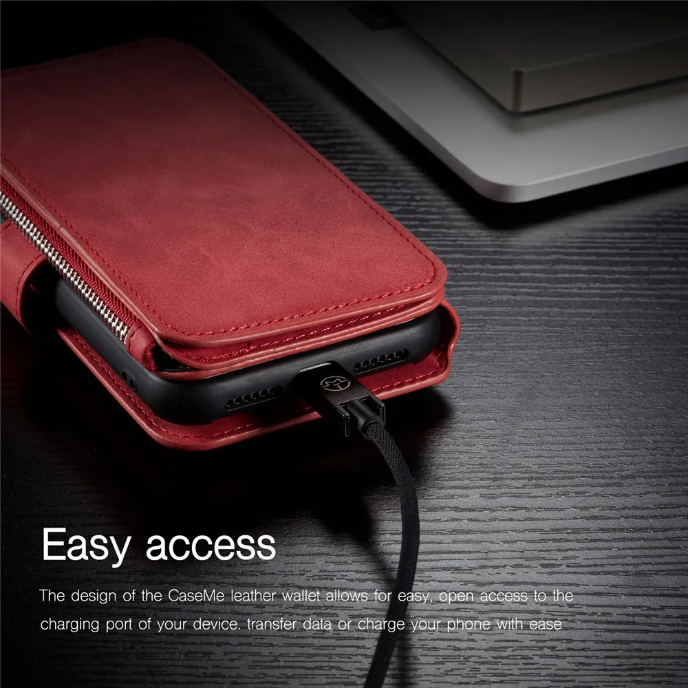 Zipper Wallet Leather SE 2020 Case For iPhone 13 12 Mini 11 Pro XS Max XR X 8 7 Plus Flip Magnetic Cards Removable Phone Cover apple iphone 13 pro max case
