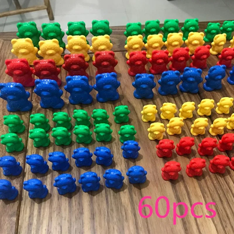 60 шт. Обучающие пинцеты для подсчета медведей Монтессори подходящие игрушки