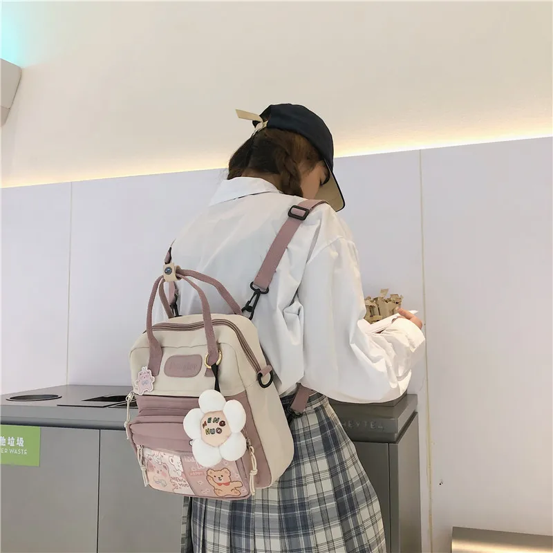 Korean Style Cute Mini Backpacks Women Waterproof Nylon Small Shoulder Bags For Teenage Girls Schoolbags Flower Travel Backpack