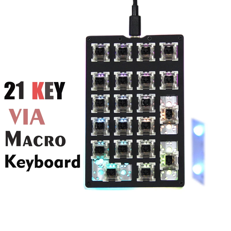 

VIA Macro Keyboard 21 Key Numpad function Macropad RGB Backlight Outemu siwtch hot swap VIA Programming Mechanical Keypad MacOS