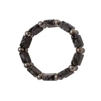 

Elastic bracelet of gray stones and sterling silver balls