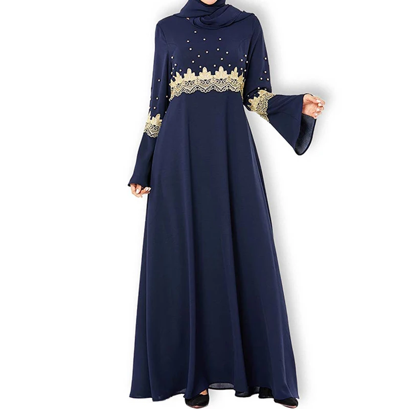 Abaya Дубай турецкий хиджаб мусульманское платье кафтан ислам ic одежда для женщин Caftan Омани абайя abaya s красивый халат Kleding - Цвет: dark blue dress