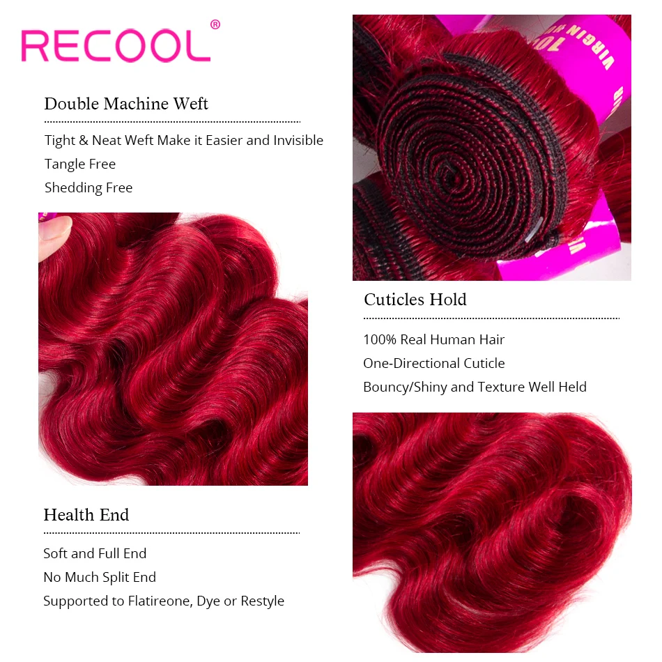 Recool волосы Омбре бразильские волнистые человеческие пряди Remy ткачество 1/3/4