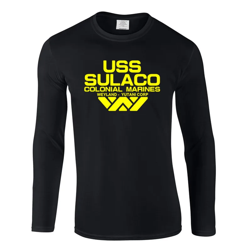 USS Sulaco Colonial Marines Aliens Off World осенняя одежда футболка мужская футболка с длинным рукавом для мужчин повседневные футболки