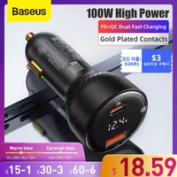 Baseus 100W Car Charger Dual Port USB Type C Quick Charger Digital PPS QC PD 3.0 Laptop Phone Charger For iPhone 13 12 Xiaomi 1