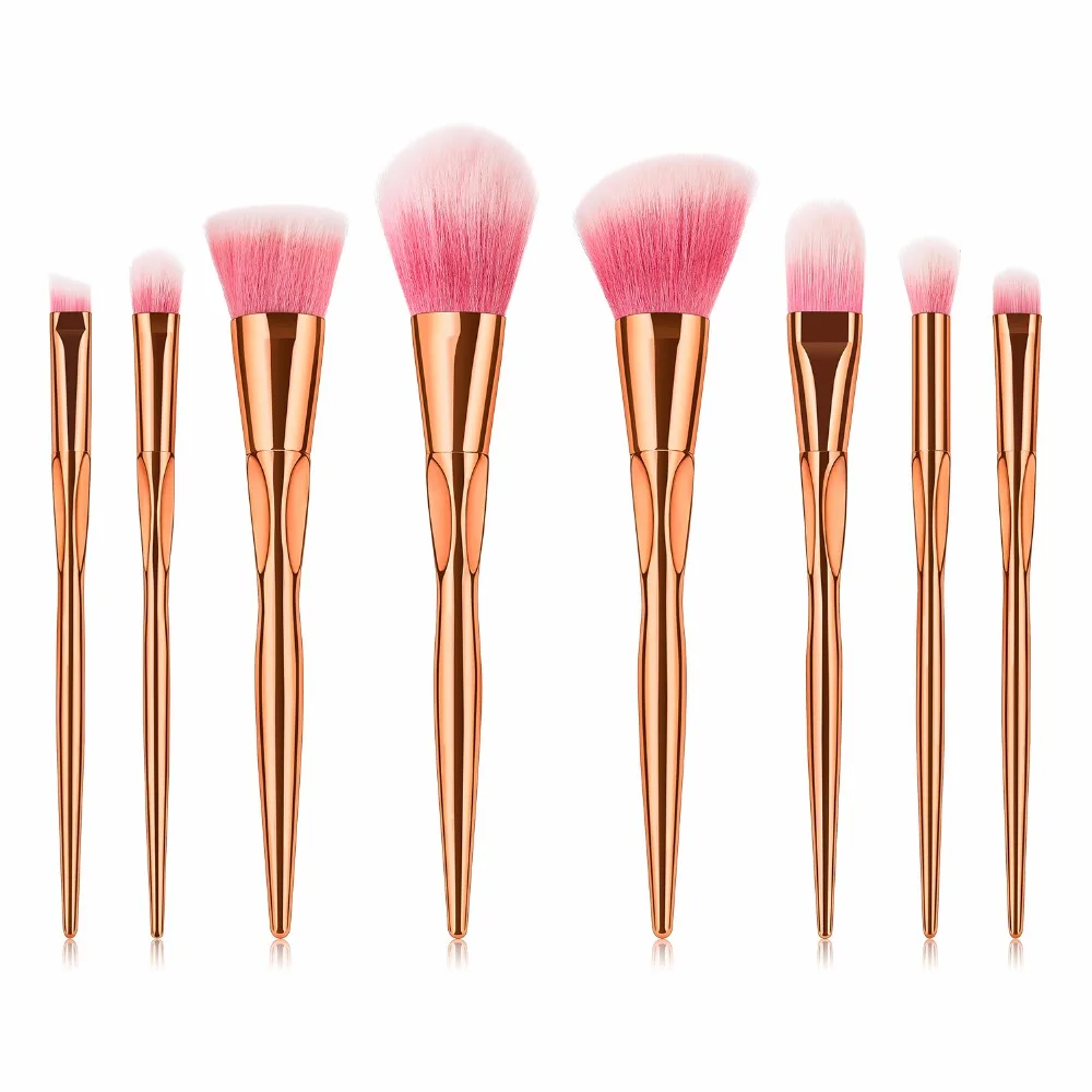 Metal Color Makeup Brushes Cosmetic Face Foundation Power Eyeshadow Blush Make Up Brush Kit Pincel Maquiagem