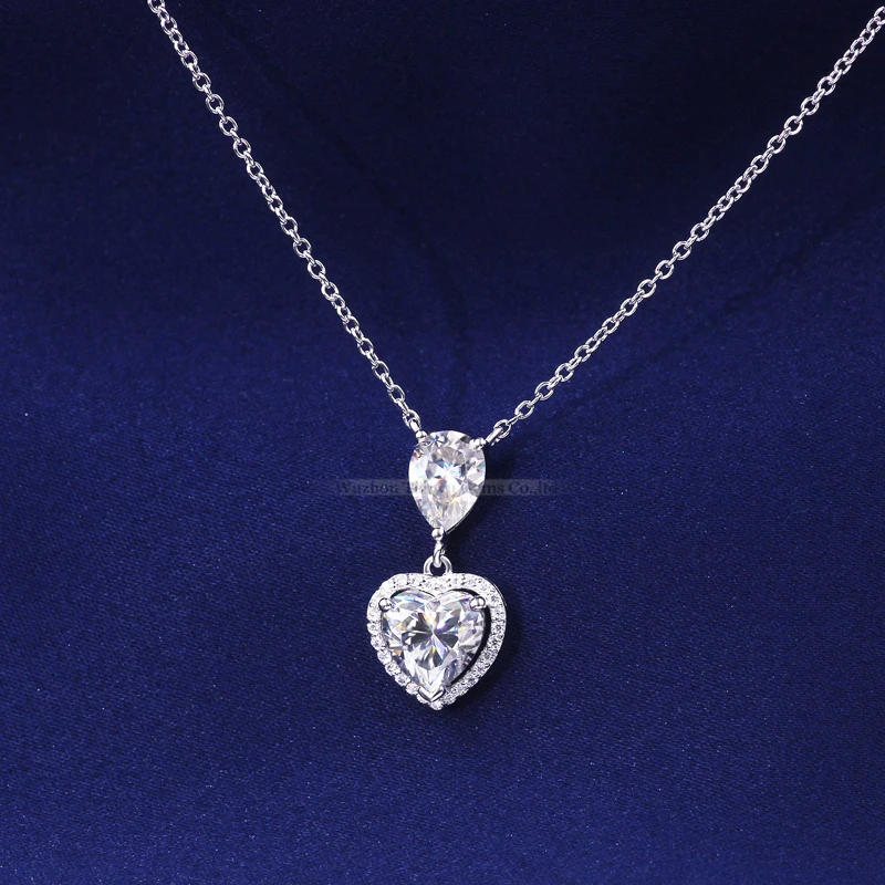 Tianyu драгоценные камни Moissanite ожерелье сердце белый/желтый груша бриллианты кулон