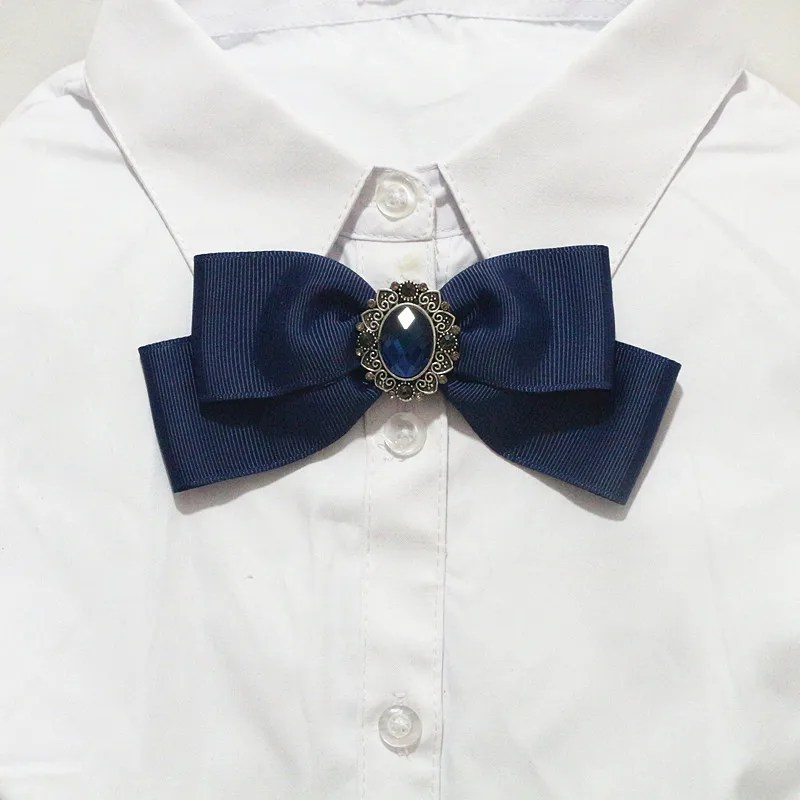 Модные галстуки ручной работы на шею корсаж бант галстук тканевая лента парфюм на подвеске брошь на воротник булавки для женщин мужчин украшения для футболки - Окраска металла: navy blue