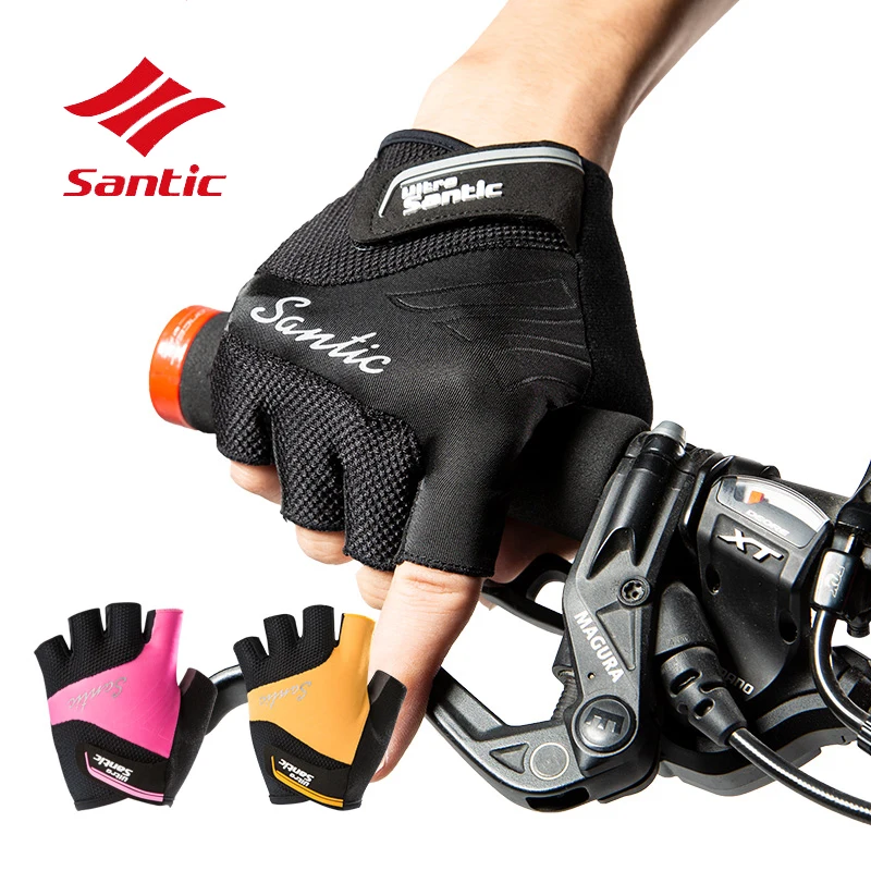 

Santic Men Cycling Gloves Half Finger Anti Slip Road Racing Gel Padded Bike Gloves Anti-shock Breathable Bicycle Cycle Gloves