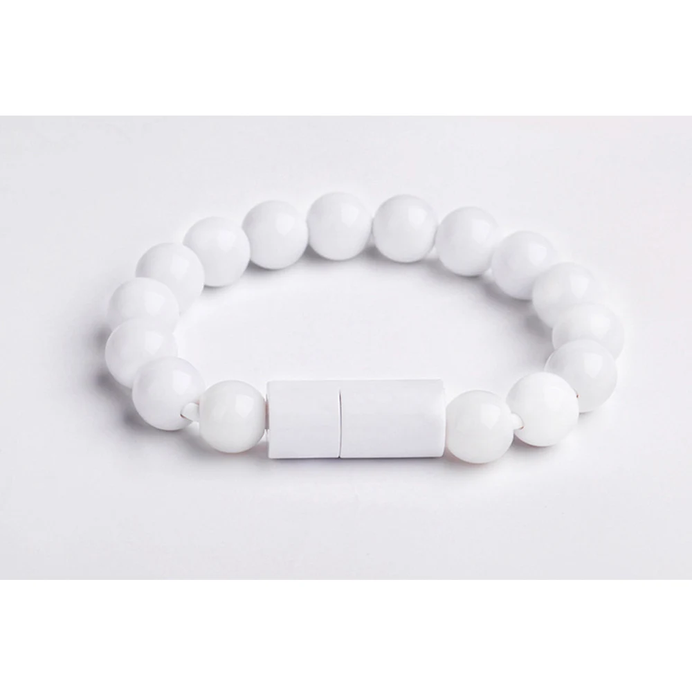 white Usb зарядка браслет бусины зарядный кабель Портативный USB телефон зарядное устройство для iPhone Тип C микро USB Android телефонов - Цвет: white