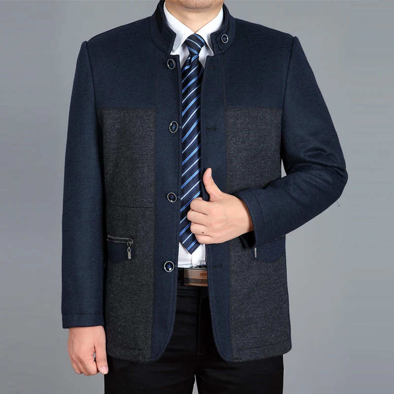 2020 New Men Wool Jacket Autumn Wool Blend Jacket Winter Wool Coat Single Breasted Coat Patchwork Men Woolen Coat Stand Collar 2020 New Men Wool Jacket Autumn Wool Blend Jacket Winter Wool Coat Single Breasted Coat Patchwork Men Woolen Coat Stand Collar