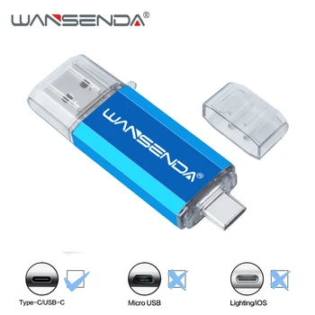 

New WANSENDA 2 in 1 OTG USB Flash Drive USB3.0 & Type-C Pen Drive 16GB 32GB 64GB 128GB 256GB Pendrive USB Memory Stick