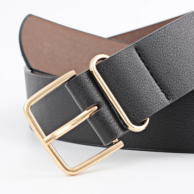 Роскошный женский пояс из искусственной кожи Золотая булавка широкий пояс Пряжка для женских джинсовых платьев подходящий ко всему пояс для женщин Mujer
