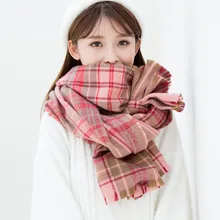 New  All-match Autumn and Winter Scarf Female Double-sided Color Matching Plaid Thick Imitation Cashmere British Style Shawl