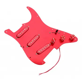 

SSS 11 Holes Prewired Pickguard Pickguard With 3Pcs Single Coil Pickup + 3x Volume Control For ST Electric Guitar, Red