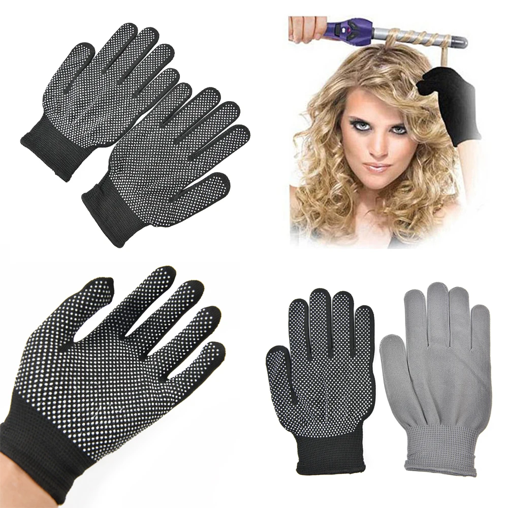 1Pair Hair Straightener Perm Curling Hairdressing Heat Resistant Finger Glove Hair Care Styling Tools Thermal Styling Gloves