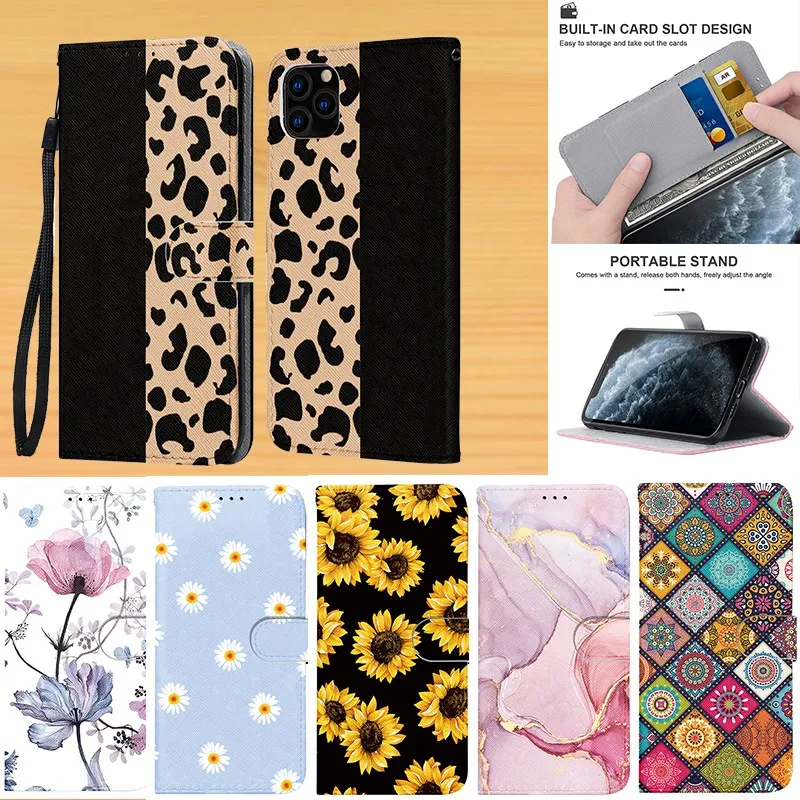 For Samsung Galaxy A52 A51 A50 A30S A50s A32 S21 S20 FE Lite Ultra A12 A71 A21s S10 Plus Chic Leopard Flip Leather Wallets Cases | Мобильные
