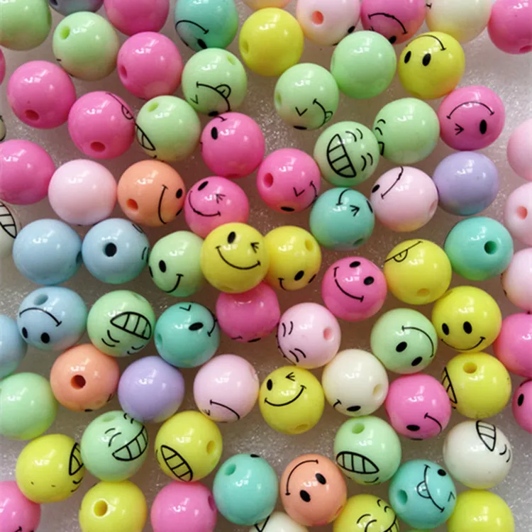 30pcs emoticon beads Smiling Face for kids children girls gifts accessories jewelry crafts bracelet making 6 7 years diy Acrylic