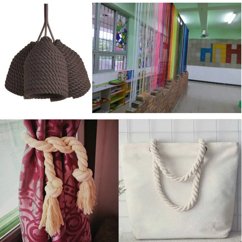 10Meters 5MM 3 Shares Twisted Colorful Cotton Cords/Rope for Bag Home Decor DIY Textile Accessories