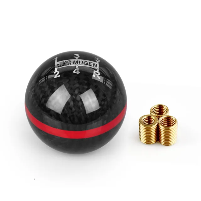 Mugen Power 5/6 Speed Racing Gear Shift knob Black Carbon Fiber With Red Line Or Blue Line for 95% cars black and red-5speed