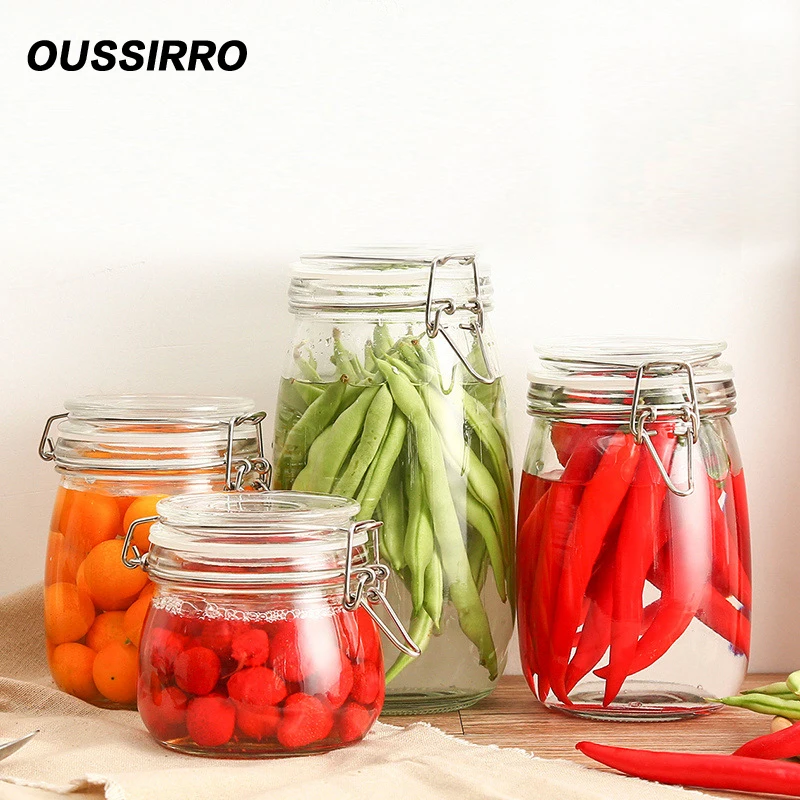Банки с крышкой для меда большой емкости 1 шт. 500 750 1000 1500|glass storage bottles|storage bottlejar with lid